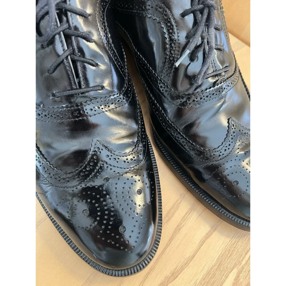 Mario Bruni Men's Black Leather Wingtip Brogue Oxford Lace-Up Pointed Toe 10.5 Q